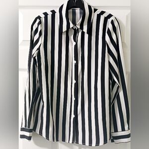 Charlotte Russe Black and White Striped Button Down Shirt
